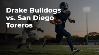 Concept illustration of anonymous athletes for Drake Bulldogs vs. San Diego Toreros; not a photograph of actual teams or players