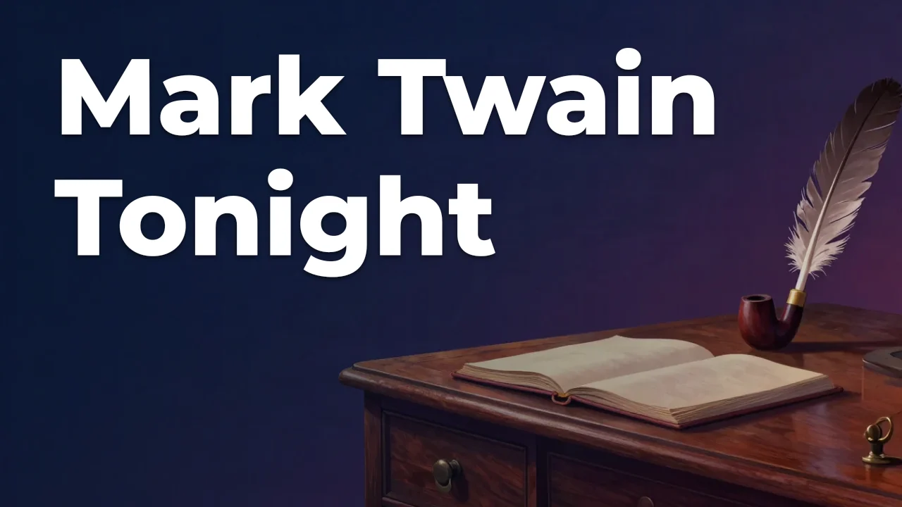 Concept artwork for Mark Twain Tonight; not official event artwork or a performer photograph