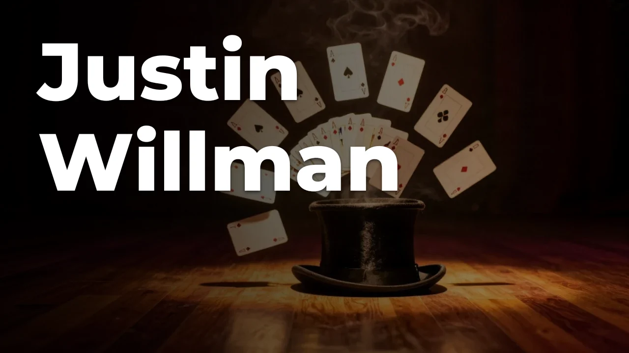 Concept artwork for Justin Willman; not official event artwork or a performer photograph