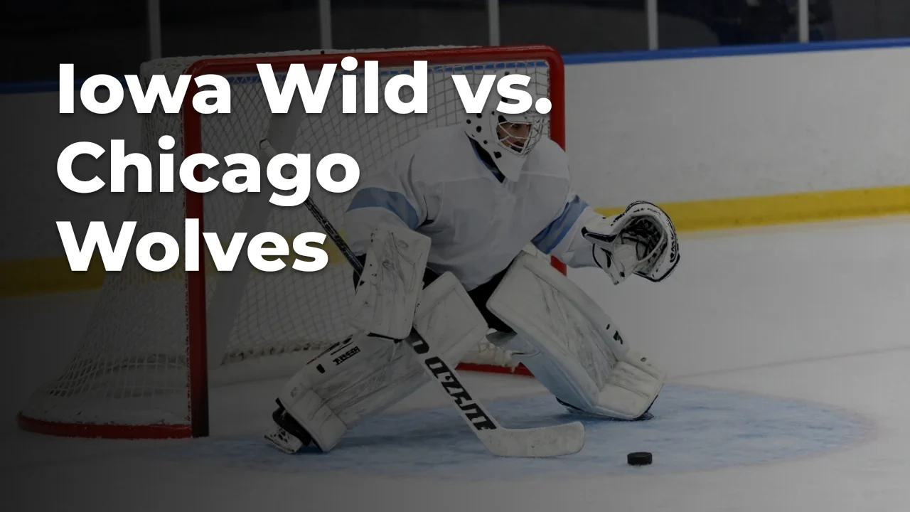 Concept illustration of anonymous athletes for Iowa Wild vs. Chicago Wolves; not a photograph of actual teams or players