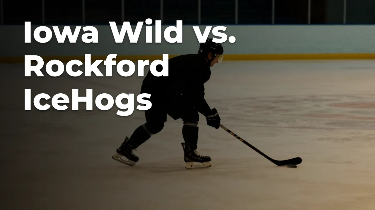 Concept illustration of anonymous athletes for Iowa Wild vs. Rockford IceHogs; not a photograph of actual teams or players