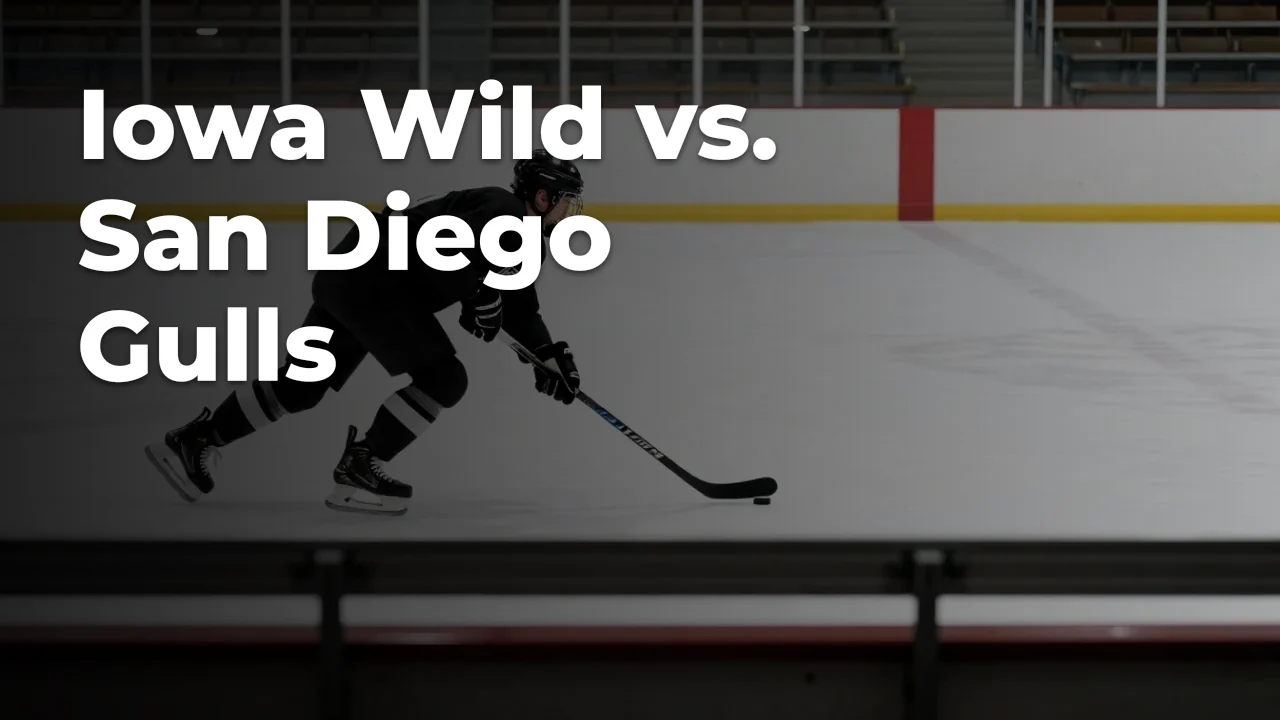 Concept illustration of anonymous athletes for Iowa Wild vs. San Diego Gulls; not a photograph of actual teams or players