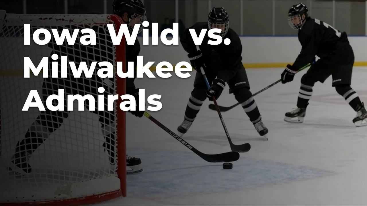 Concept illustration of anonymous athletes for Iowa Wild vs. Milwaukee Admirals; not a photograph of actual teams or players