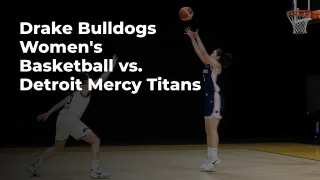 Concept illustration of anonymous athletes for Drake Bulldogs Women's Basketball vs. Detroit Mercy Titans; not a photograph of actual teams or players