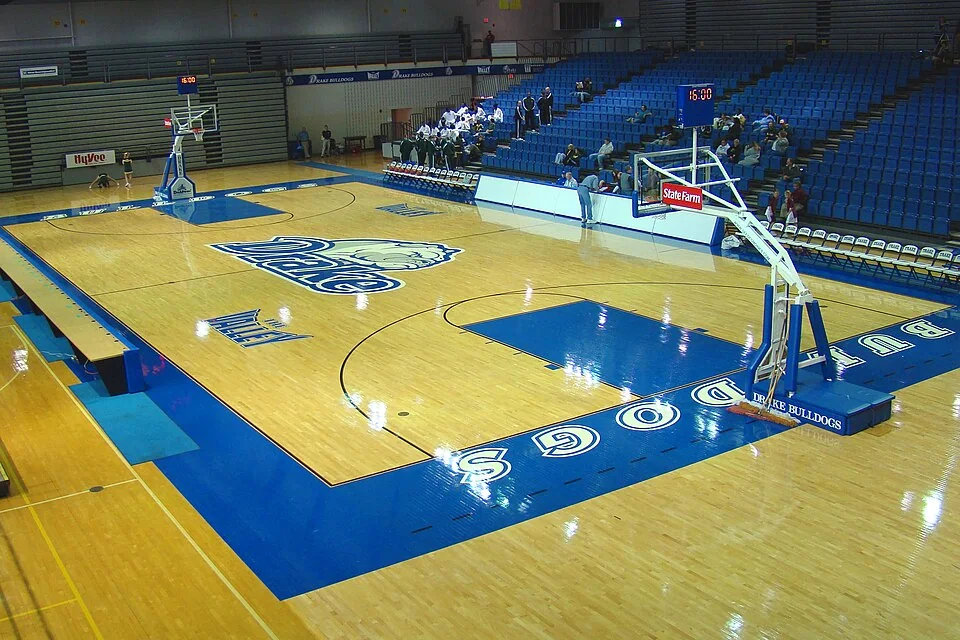 Knapp Center basketball interior; historical configuration