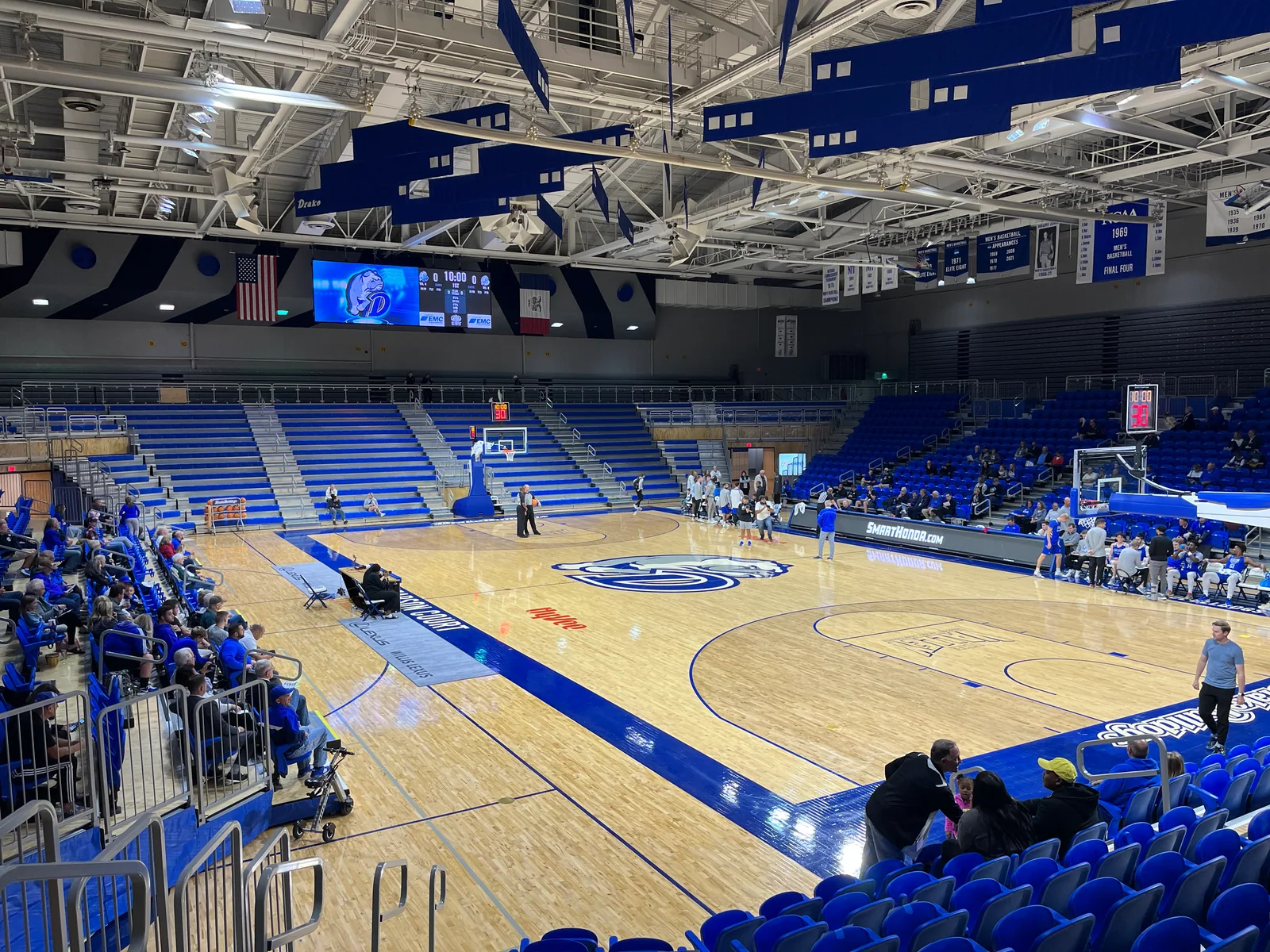 Drake basketball court and arena seating inside Knapp Center in 2022